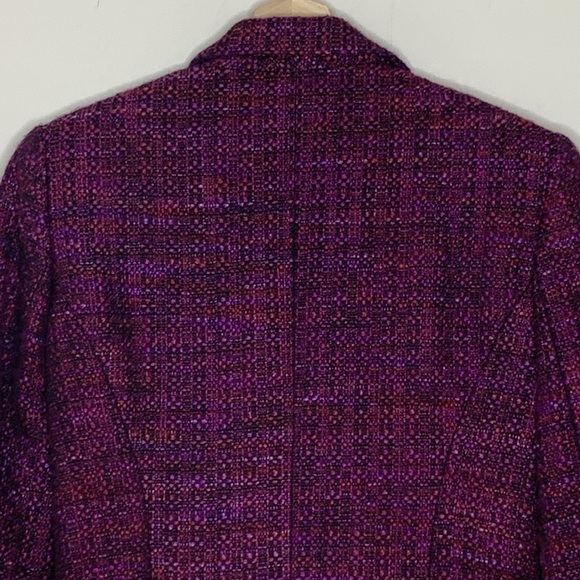 T Tahari || Purple Black Knobby Tweed Slight Crop Tailored Blazer Jacket 6 - Picture 15 of 17